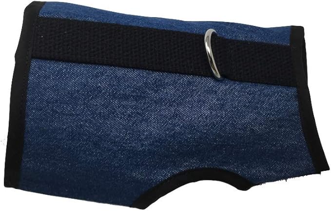 Kitty Holster Cat Harness – Secure Cat Harness for Walking, Soft Cotton Cat Accessories, Comfortable Fit, Strong Hook-and-Loop Closure, Made in USA – Denim Blue, XL