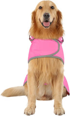 HDE Dog Raincoat with Clear Hood Rain Jacket Poncho for Small Medium Large Dogs Pink - XL