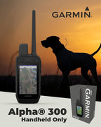 Wearable4U - Garmin Alpha 300 Handheld, Advanced Dog Tracking and Training Handheld and Alpha TT 25 Collar with Leash and Whistle Bundle