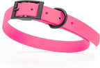 Dogline Biothane Waterproof Dog Collar Strong Coated Nylon Webbing with Black Hardware Odor- Proof for Easy Care Easy to Clean High Performance Fits Small Medium or Large Dogs, Passionfruit Pink
