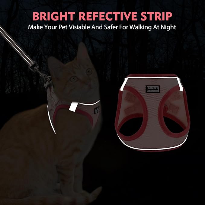 Cat Harness and Leash Set, Soft and Breathable Vest with Reflective Strip, Escape Proof Kitten Harness, Easy to Wear for Cats Walking and Traveling (Blue, XS)