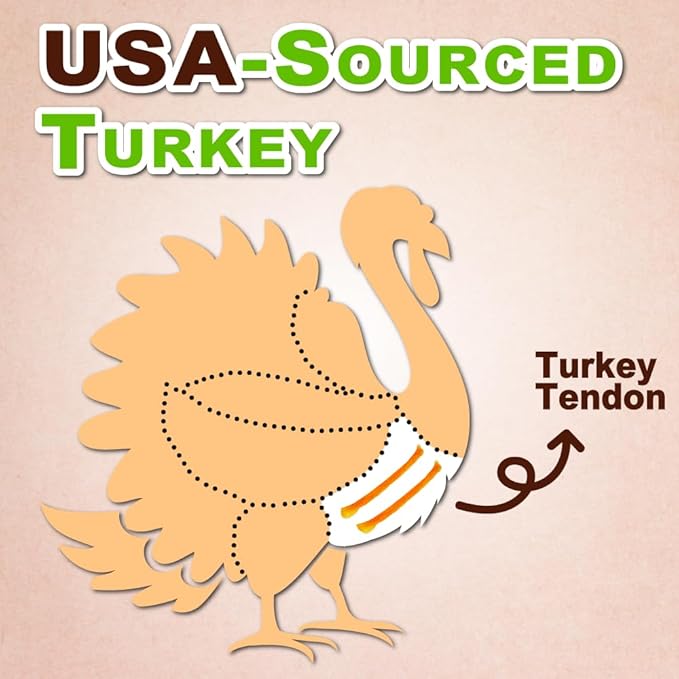 AFreschi Turkey Tendons for Dogs, USA-Sourced, Healthy Dog Treats, Rawhide-Free Puppy Chews, Long Lasting, All Natural, Hypoallergenic Dog Treats for Medium Breeds, 10 oz Pack Ring (M)