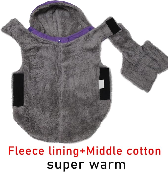 Fleece Dog Hoodie for Large Dogs Super Warm Doggie Jacket for Cold Winter Dog Coats,Purple XL