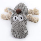 Stuffed Dog Toys, Tug of War Plush Dog Toy for Large Breed, Cute Animal Squeaky Dog Toys with Crinkle Paper, Dog Chew Toys for Puppy, Small, Middle, Big Dogs (Grey, Donkey)