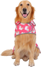 HDE Dog Raincoat with Clear Hood Rain Jacket Poncho for Small Medium Large Dogs Unicorn Ducks Pink - L