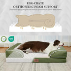 Comfort Expression Orthopedic Dog Bed for Large Dogs 36x27 Inch, Waterproof Supportive Egg Crate Foam Large Pet Bed with Removable Bolster, Dog Couch with Washable Cover & Non-Slip Bottom, Light Green