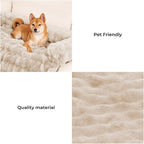 FUNNY FUZZY Pet Fluffy Plush Calming Dog Couch Bed Sofa Protector Washable Pets Mat for Large Medium Small Dogs and Cats (Coffee,47.24 × 37.4 × 6.3 in)