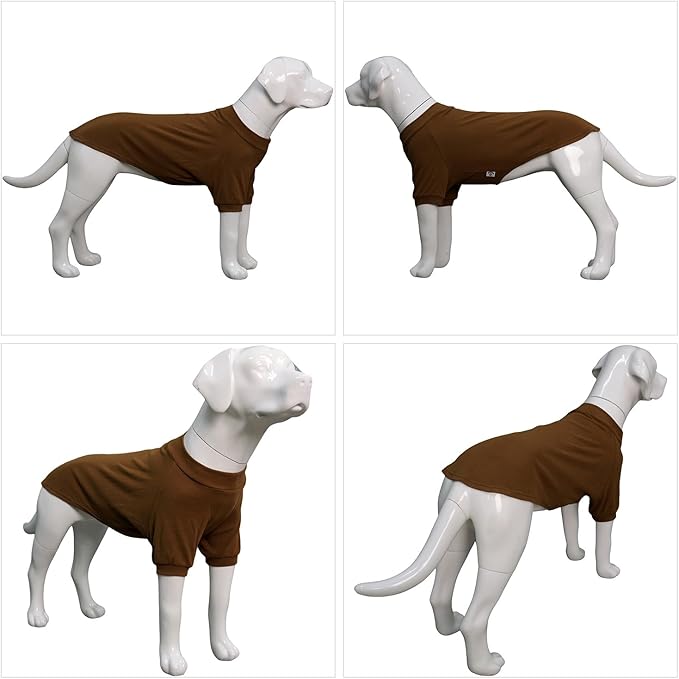 Lovelonglong Ribbed Dog T-Shirt Cotton Knitted Dog Sweaters for All Season Pet T-Shirts for Large Medium Small Dogs Coffee XS