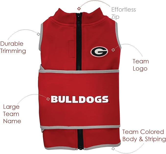 NCAA Georgia Bulldogs Dog Anxiety Calming Shirt Soothing Vest, for Dogs/Cats with Anxiety, Fears, Fireworks, Loud Noises, Dark, Lonely Keeps Dogs Calm & Feeling Safe, Relaxing Jacket, Small
