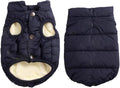 2 Layers Fleece Lined Warm Dog Jacket for Winter Cold Weather,Soft Windproof Medium Dog Coat,Blue XL