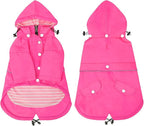 HDE Dog Raincoat Poncho Double Layer Zip Rain Jacket with Removable Hood, Leash Hole for Small to 3XL Dogs and Puppies Pink - L
