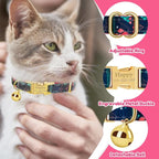 Personalized Cat Collar with Name Plate,Adjustable Tough Nylon Cat ID Collars with Bell,Customize Engraved Pet Name and Phone Number (Xmas Style)