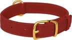 Leather Dog Collar - Heavy Duty Adjustable Soft Padded Pet Collars for Small Medium Large Dogs Breed - Black Green Brown Pink Red Blue (Red, XL, 19"-24" Neck Fit)