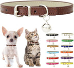 Brown Kitten Collar with Bell, Soft Pu Leather Small Dog Collars Adjustable Buckle for XXS XS Extra Small Medium Tiny Female Male Boys Girls Pets Puppy Cats Teacup Yorkie XX-Small