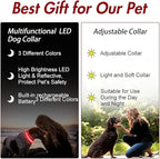 YFbrite Ultra Light Adjustable LED Dog Collar, Light up Dog Collars Rechargeable Glowing in The Dark Collars Visiblity & Safety for Small, Medium, Large Dogs (Red, X-Large)