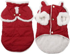 Shawl Design Fleece Lined Warm Dog Jacket for Puppy Winter Cold Weather,Soft Windproof Small Dog Coat,Red M