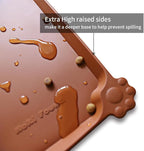 Hoki Found Silicone Pet Food Tray - Non Slip Pet Dog Bowl Mats - Cat Waterproof Mat for Carpet - Caramel