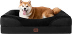 EHEYCIGA Memory Foam Dog Bed for Large Sized, Orthopedic Dog Sofa with Sides and Waterproof Liner, Washable Bolster Pet Couch with Removable Cover, 36x27x7 Inch, Black