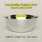 1.6Gallon Elevated Dog Water Bowl for Large Dogs, Height Adjustable (10-17.8in) Raised Stainless Steel Bowl with Spill-Proof Mat & Sturdy Metal Stand, Easy-Clean Feeder for Indoor/Outdoor Use