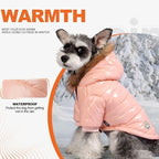 PINA Dog Winter Coat with Faux Fur Hood, Windproof and Warm, Suitable for Small to Large Dogs, Pink, M