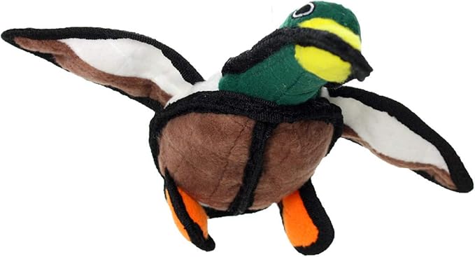 TUFFY - World's Tuffest Soft Dog Toy - Barnyard Duck - Squeakers - Multiple Layers. Made Durable, Strong & Tough. Interactive Play (Tug, Toss & Fetch). Machine Washable & Floats. (Junior 2 Pack)