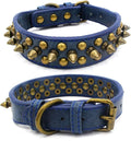 Spiked Dog Collar Soft Pu Leather Mushrooms Rivet Spike Studded Puppy Adjustable Pet Collars for Small Breeds (M, Blue1)