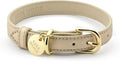 Rio Dog Collar Saffiano Vegan Leather Color Gold Size XS