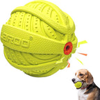 LaRoo Squeaky Dog Ball Toy,Durable Natural Rubber Squeaker Ball Throwing Training,Teeth Cleaning Chew Toy for Pet Medium and Large Dogs (3.5In Green)