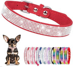 Serijoars Small Dog Collar with Rhinestone Crystal Diamond Colorful Bling Girl Puppy Cat Collars (S, Red)