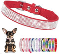 Serijoars Small Dog Collar with Rhinestone Crystal Diamond Colorful Bling Girl Puppy Cat Collars (XXS, Red)