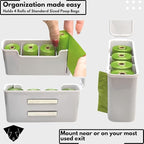 Dog Poop Bag Dispenser - Magnetic Mount - Indoor/Outdoor - Wall Mount - Waste Bag Dispenser - Magnet - Screw-on - Storage - Container + 60 Waste Bags (Storm White)