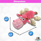 Large Dog Toy - Pink Cow Squeaky Dog Toys for Large Dogs, Medium and Small Dogs. Interactive with Pineapple Plush Fabric, Rope Legs, Hidden Seams, Reinforced Stress Points