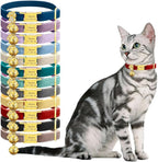 Personalized Breakaway Cat Collars - Magnetic Buckle, Bell - Safety Quick Release, Customized for Girls & Boys Cats - Velvet -Navy