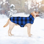 Malier Plaid Fleece Dog Coat Jacket with Pocket - Windproof Warm Winter Pet Apparel for Small, Medium, Large Dogs (Blue, Small)