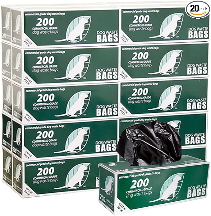 Zero Waste USA 4,000 Commercial Grade, non-branded, Dog Waste Station Refill Roll Bags - 40% Thicker competitor brands Roll Bags - Fits Any Dog Waste Station - 20 rolls of 200 bags