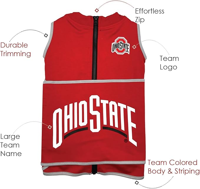 NCAA Ohio State Buckeyes Dog Anxiety Shirt Calming Soothing Vest, for Dogs Cats with Anxiety, Fears, Fireworks, Loud Noises, Dark, Lonely Keeps Dogs Calm Feeling Safe, Relaxing Jacket Medium