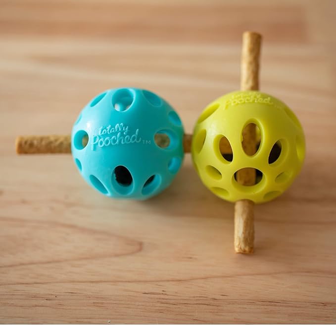 Messy Mutts Totally Pooched Huff'n Puff Ball | 3.1” TPR Puzzle Ball for Dogs | 2-in-1 Durable Interactive Toy and Tooth Cleaner | Green