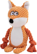Dog Toys, Dog Squeaker Toys with Crinkle Paper, Stuffed Animal Dog Plush Chewing Toy, Cotton Rope Interactive Toys for Puppy, Small, Middle Dogs (Orange Fox)