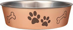 Loving Pets Bella Dog Bowls- Stainless Steel Dog & Cat Bowls - Spill Proof Dog Food Bowl, Cat Bowl, Puppy Essentials & Pet Supplies Great for Home & Travel (Large 35-65 lbs, Champagne)