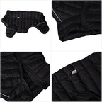 Lovelonglong Dog Coat Dog Warm Jacket, 4 Legs Covered Waterproof Windproof Reflective Warm Dog Vest, Zippered Adjustable Outdoor Dog Snow Jacket for Small Medium Large Dogs Black XXXL