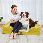 Comfort Expression Orthopedic Dog Bed for Large Dogs 36x27 Inch, Waterproof Egg Crate Foam Large Pet Bed with Removable Bolsters, Dog Couch with Washable Cover & Non-Slip Bottom, Spicy Mustard