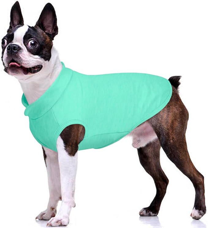 FUAMEY Dog Fleece Vest for Large Dogs,Warm Stretchy Dog Sweatshirts Pullover with Leash Hole Dogs Sweater Soft Pet Turtleneck Cozy Pet Vest Lightweight Sleeveless Cyan XL