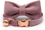 Personalized Cat Collar with Bells,Velvet Customized Small Cat Collar with Name Tag,Pet Collar with Name Phone Number Engraved ID Tags for Boy and Girl Kitten Cats (Pink Purple)