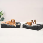 EHEYCIGA Memory Foam Dog Bed for Large Sized, Orthopedic Dog Sofa with Sides and Waterproof Liner, Washable Bolster Pet Couch with Removable Cover, 41x27x7.5 Inch, Grey/Black