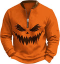 HOTYD Aztec Cowboy Jacket Men Vintage Bullhorn Printed Oversized Western Sweatshirt Long Sleeve Quarter Zip Pullover