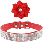 Serijoars Small Dog Collar with Rhinestone Crystal Diamond Colorful Bling Girl Puppy Cat Collars (M, Red6)