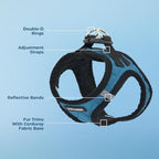 Best Pet Supplies - All Weather Mesh / Plush, Reflective, No Pull Harness for Small, Medium Dogs, Cats - Secure with Hook & Loop Fastener, Buckle, Double D-Rings - Turquoise Plush, M