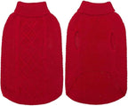 Mihachi Turtleneck Dog Sweater - Winter Coat Apparel Classic Cable Knit Clothes with Leash Hole for Cold Weather, Ideal Gift for Pet in New Year Red Medium/Large