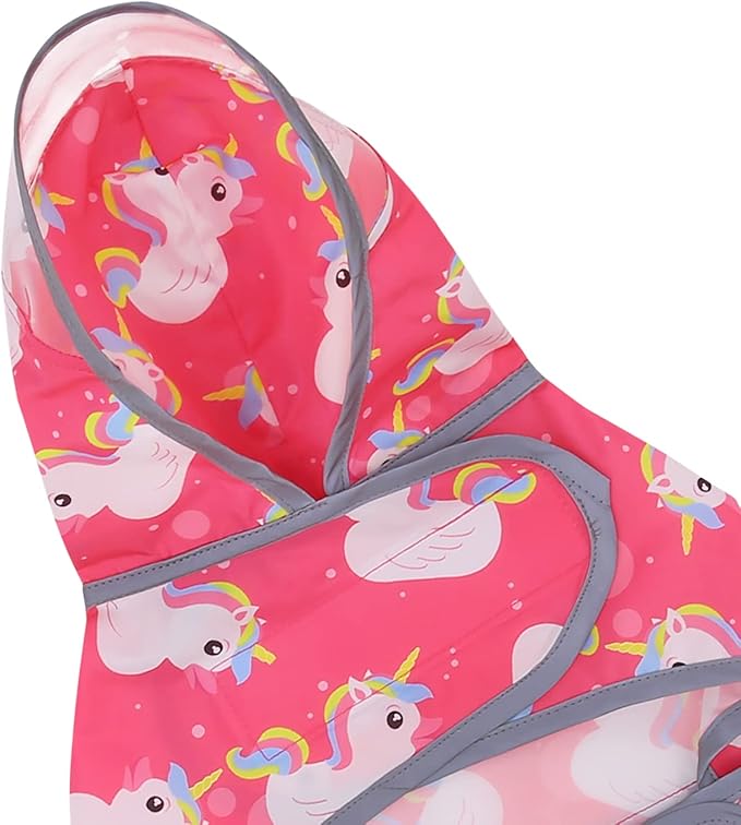 HDE Dog Raincoat with Clear Hood Rain Jacket Poncho for Small Medium Large Dogs Unicorn Ducks Pink - L