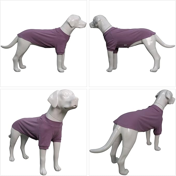 Lovelonglong Ribbed Dog T-Shirt Cotton Knitted Dog Sweaters for All Season Pet T-Shirts for Large Medium Small Dogs Taro Purple S
